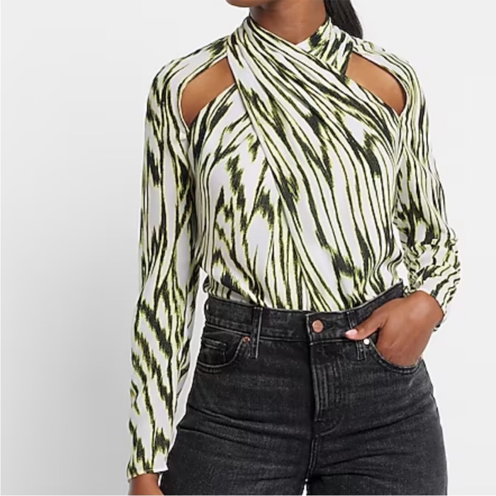 Express twist neck cut out blouse